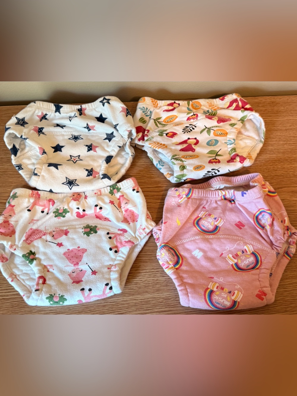 Kids Cotton Training Pants - Pink, White, Multi-Print (4-Pack), size 4T